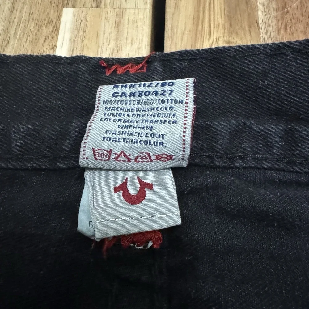Vintage True Religion Jeans‎ Mens 38x32 Black Red Stitching Billy Super T USA